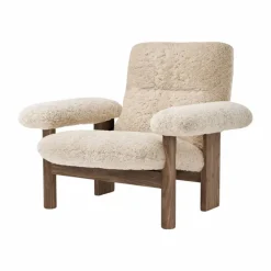 Brasilia fåtölj Walnut-Nature sheepskin curly