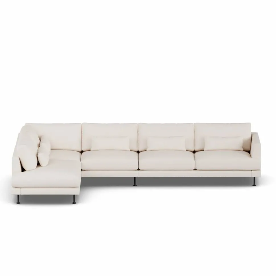 Bredhult soffa Caleido Beige 9600-svart stål 4-sits B2