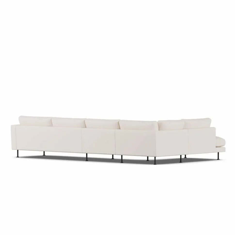 Bredhult soffa Caleido Beige 9600-svart stål 4-sits B2