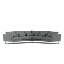 Bredhult soffa Caleido Grey 1240-svart stål hörnsoffa F