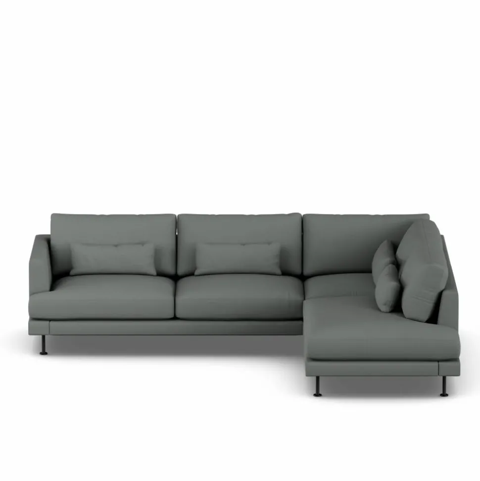 Bredhult soffa Caleido Grey 1240-svart stål 3-sits A1
