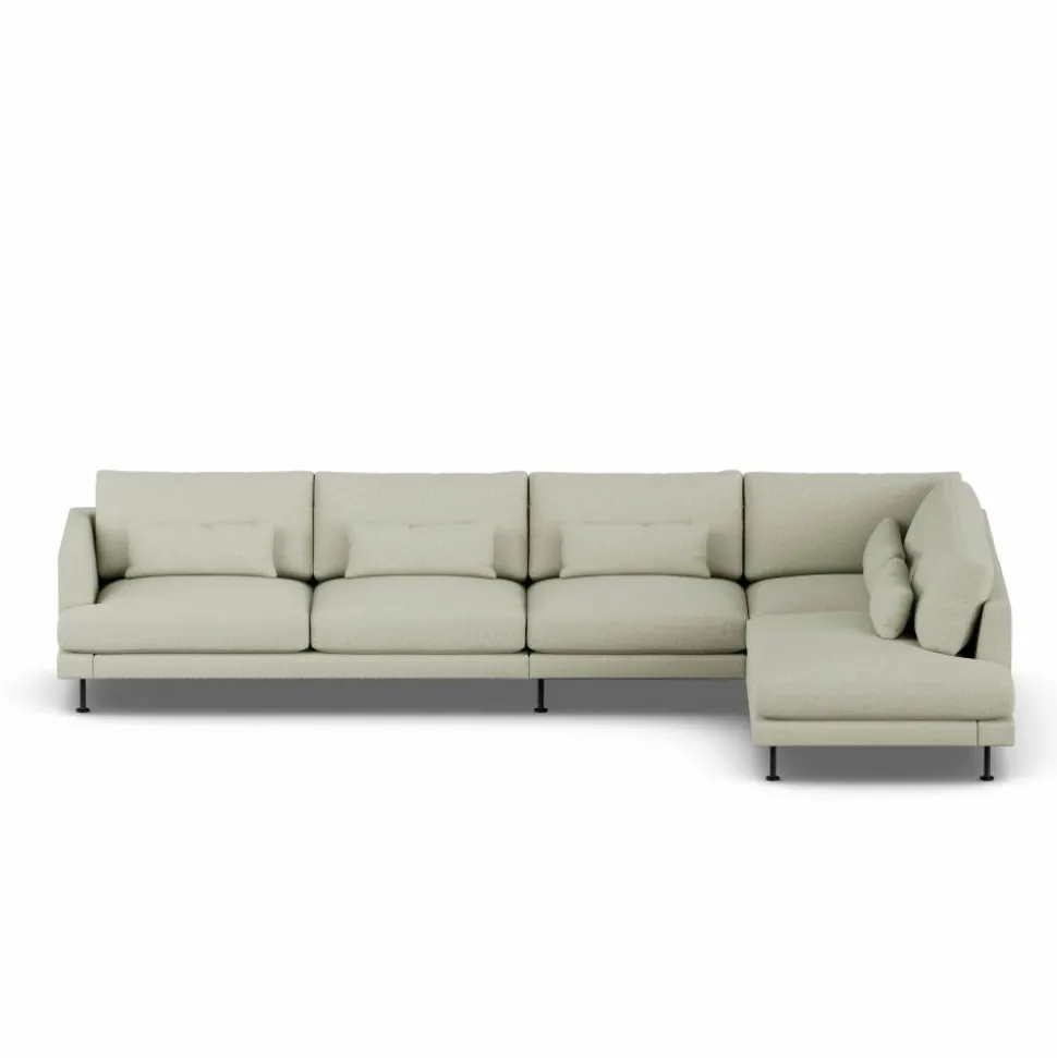 Bredhult soffa Luiza Beige 3981-svart stål 4-sits B1
