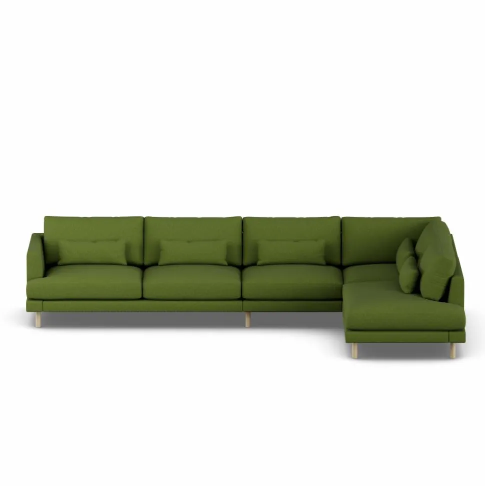 Bredhult soffa Luiza Green 3975-vitoljad ek 4-sits B1