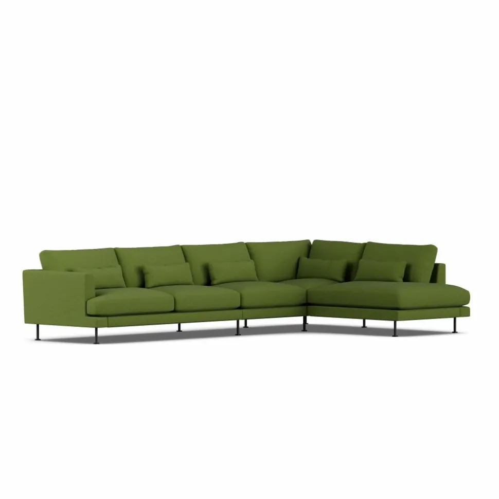 Bredhult soffa Luiza Green 3975-svart stål 4-sits B1
