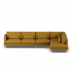 Bredhult soffa Luiza Mustard 3972-vitoljad ek 4-sits B1