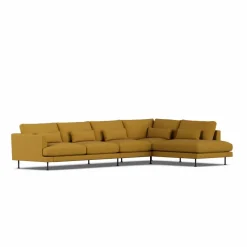 Bredhult soffa Luiza Mustard 3972-svart stål 4-sits B1