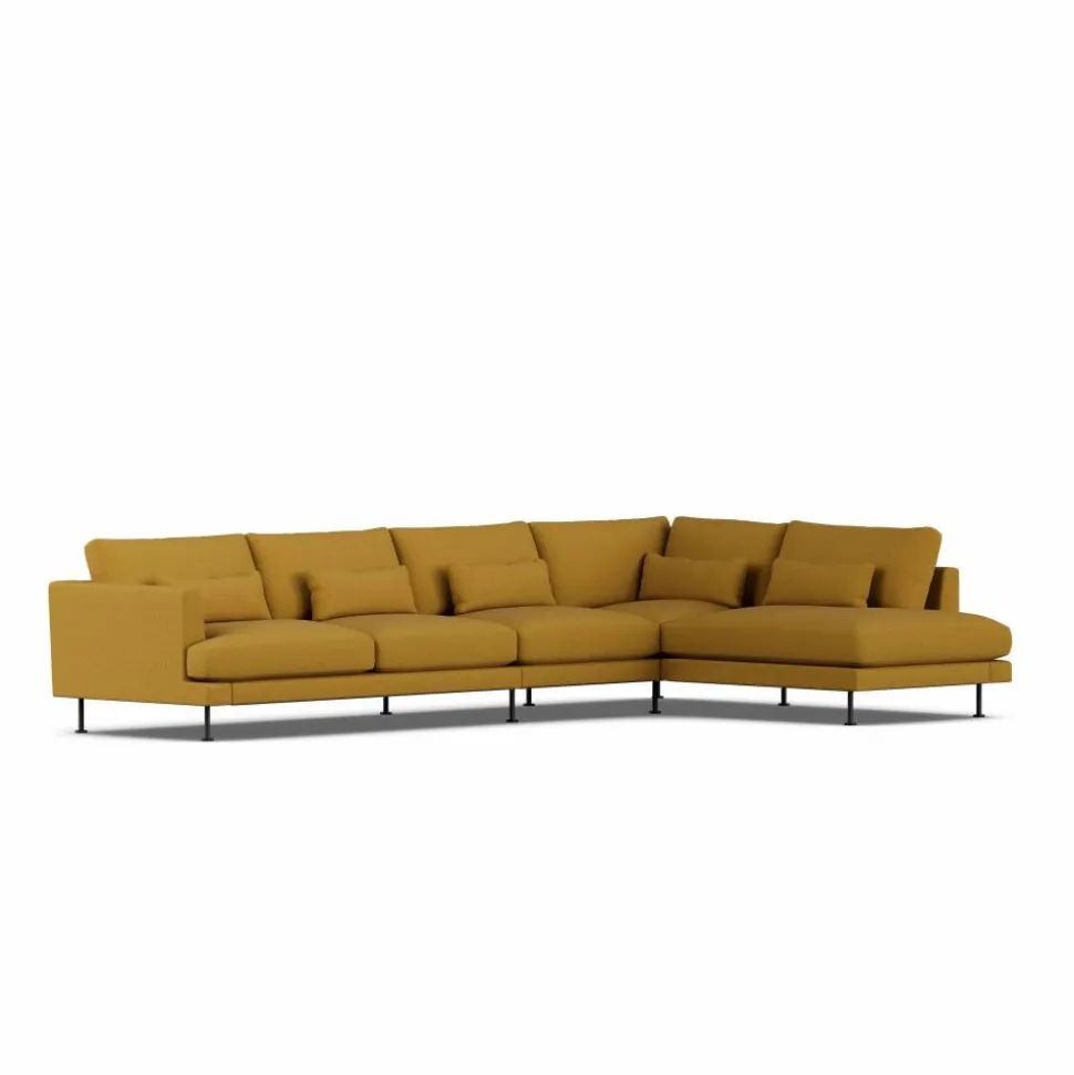 Bredhult soffa Luiza Mustard 3972-svart stål 4-sits B1