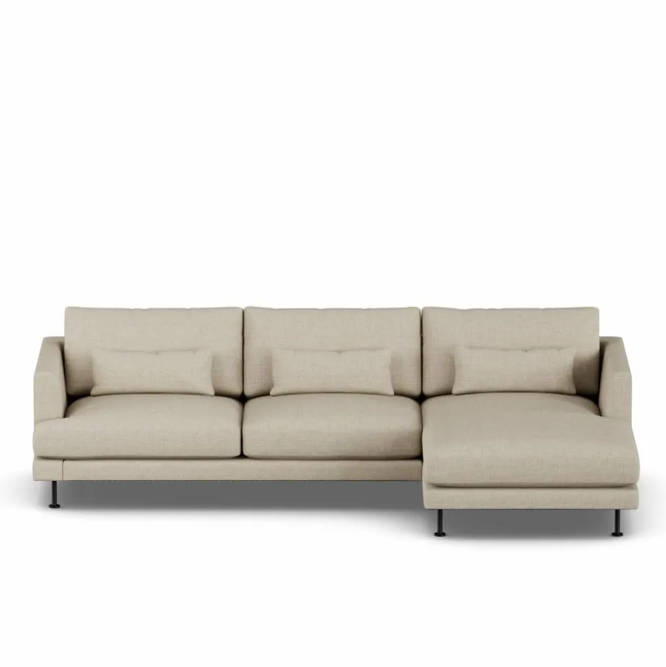 Bredhult soffa Bern Beige 0341-svart stål 2 5-sits C1
