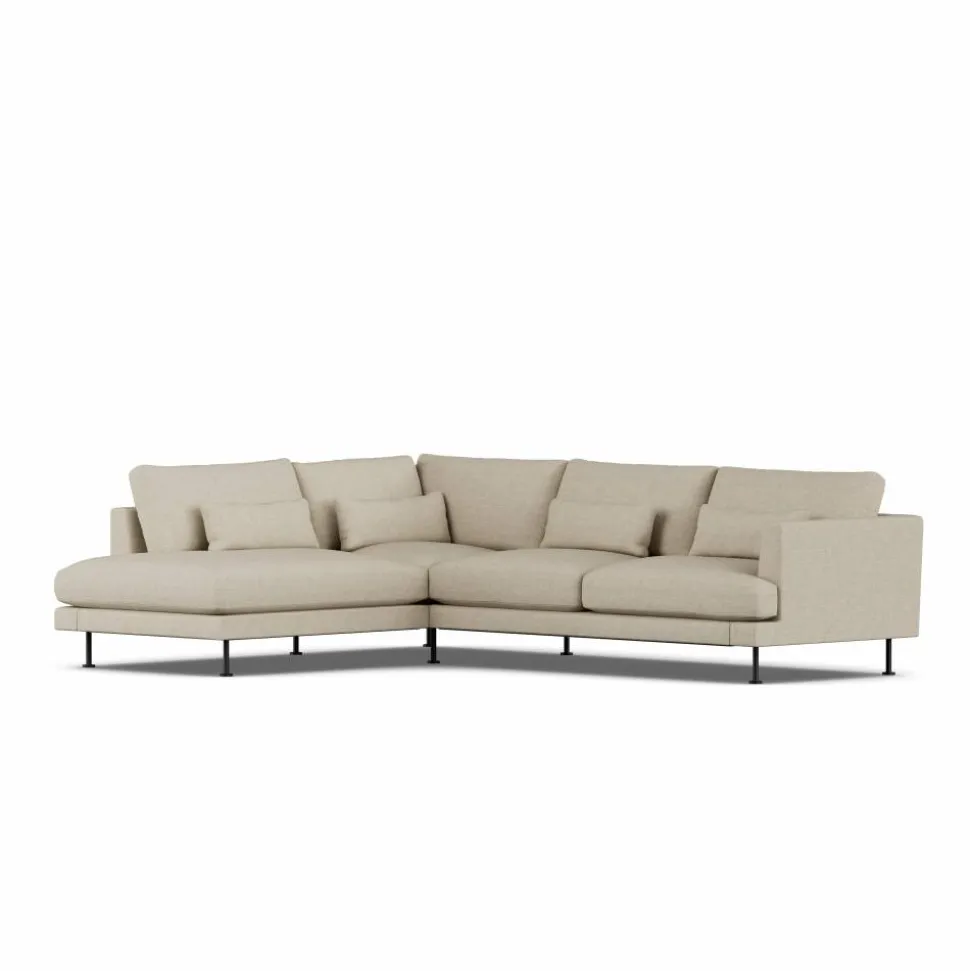 Bredhult soffa Bern Beige 0341-svart stål 3-sits A2
