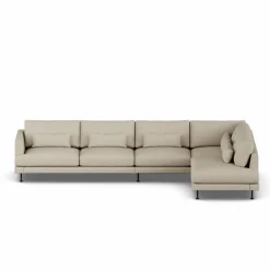 Bredhult soffa Bern Beige 0341-svart stål 4-sits B1