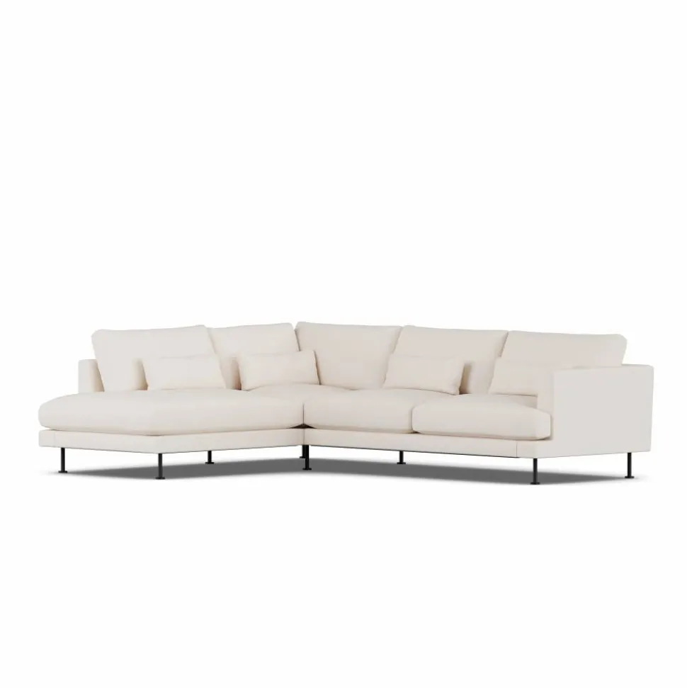 Bredhult soffa Caleido Beige 9600-svart stål 3-sits A2