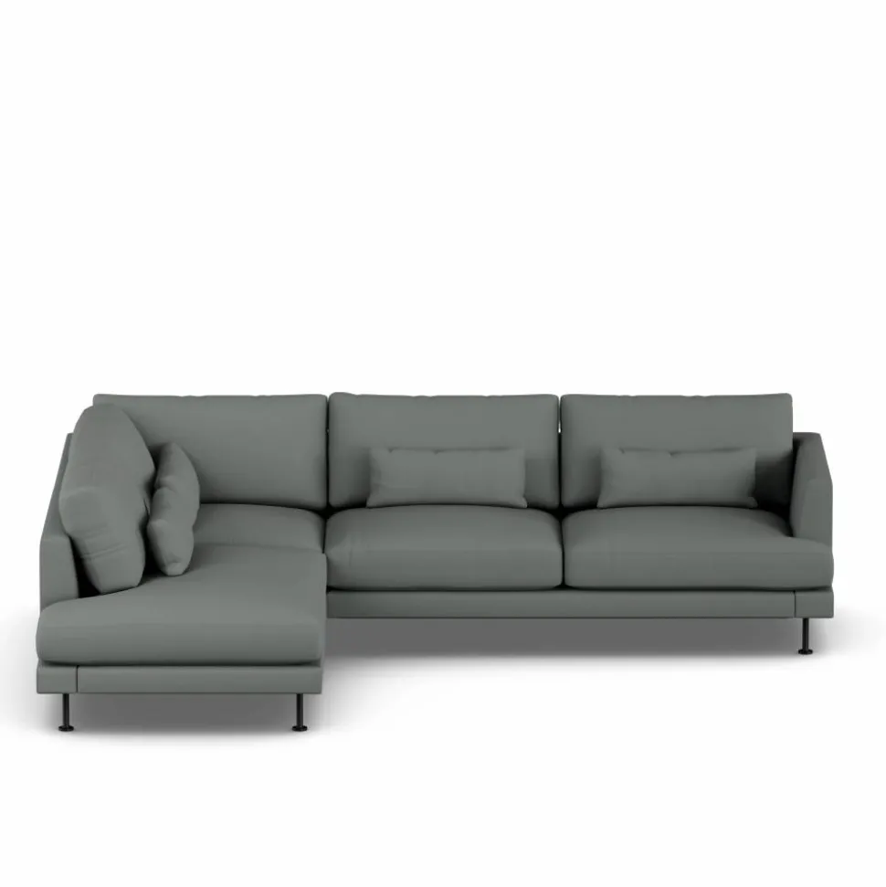 Bredhult soffa Caleido Grey 1240-svart stål 3-sits A2