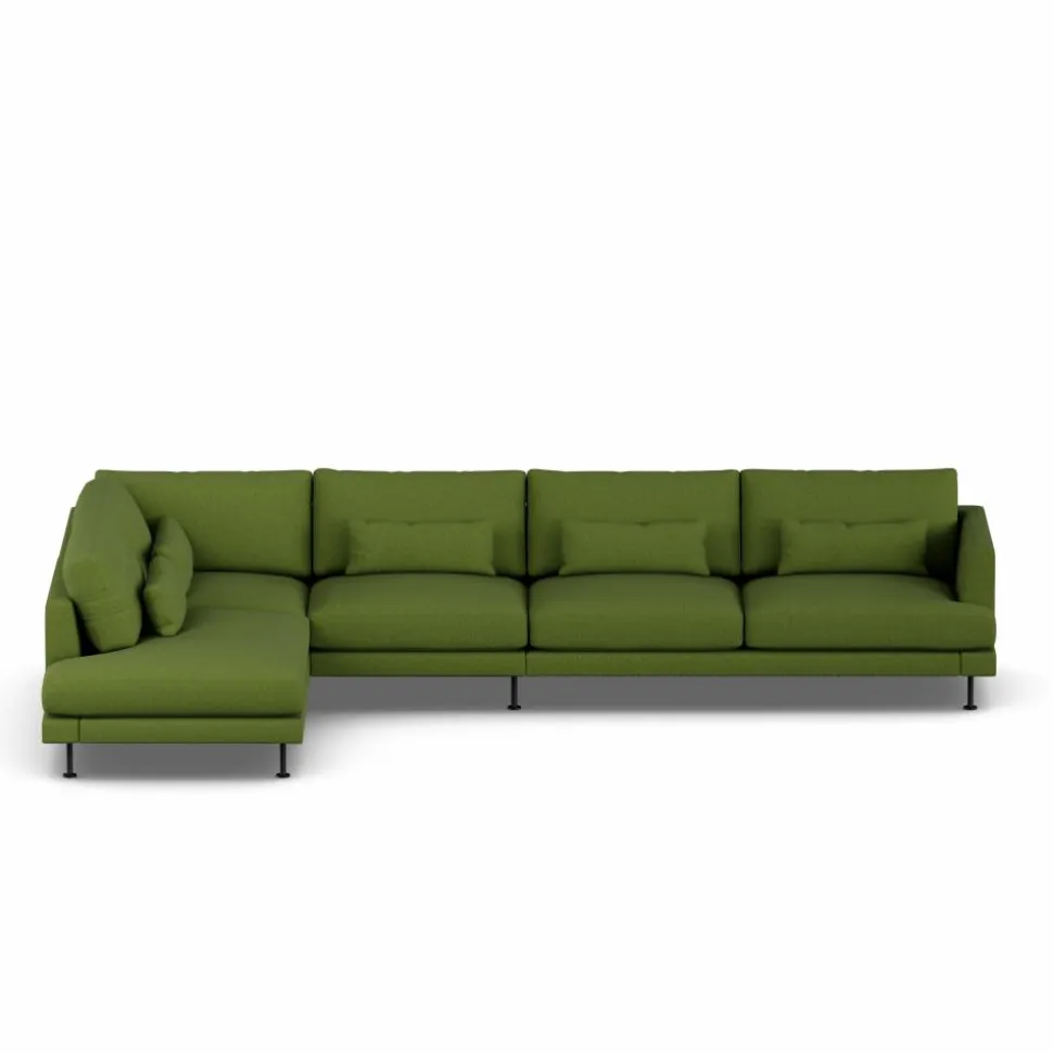 Bredhult soffa Luiza Green 3975-svart stål 4-sits B2