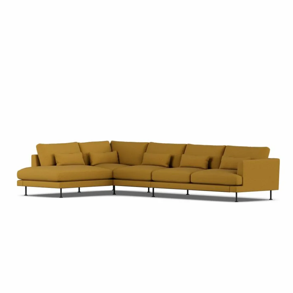 Bredhult soffa Luiza Mustard 3972-svart stål 4-sits B2