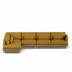 Bredhult soffa Luiza Mustard 3972-vitoljad ek 4-sits B2