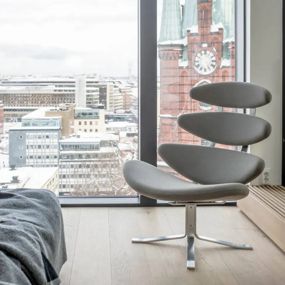 Corona fåtölj Läder omni 301-kromstativ