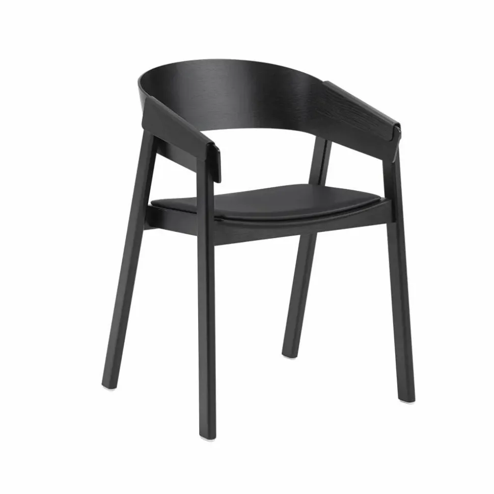 Cover karmstol klädd sits Refine leather black-Black