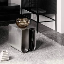 Curved sidobord Stainless steel
