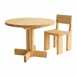 001 Dining Table matbord Matt oljevaxad furu Ø100x74 cm