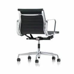 EA 117 kontorsstol läder L20 66 nero-polerad aluminium