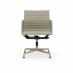 EA132 Aluminium Chair kontorsstol felt glides 73 Clay leather-37 chalk powder coated