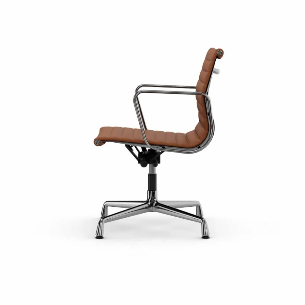 EA132 Aluminium Chair kontorsstol felt glides 97 cognac leather L20-polished