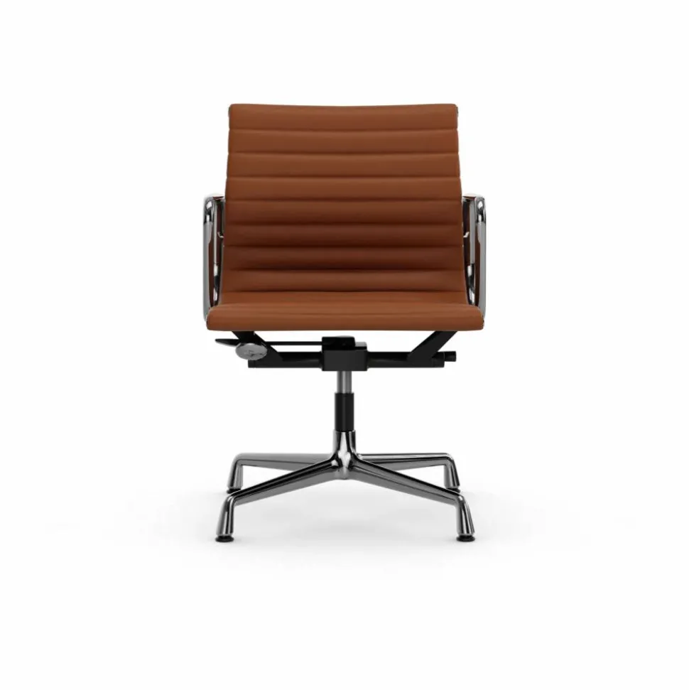 EA132 Aluminium Chair kontorsstol felt glides 97 cognac leather L20-polished