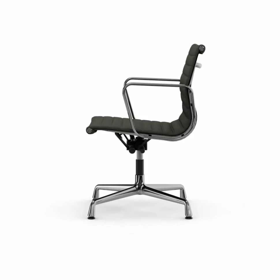 EA132 Aluminium Chair kontorsstol felt glides 69 umbra grey leather L50-polished