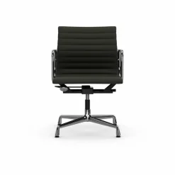EA132 Aluminium Chair kontorsstol felt glides 69 umbra grey leather L50-polished