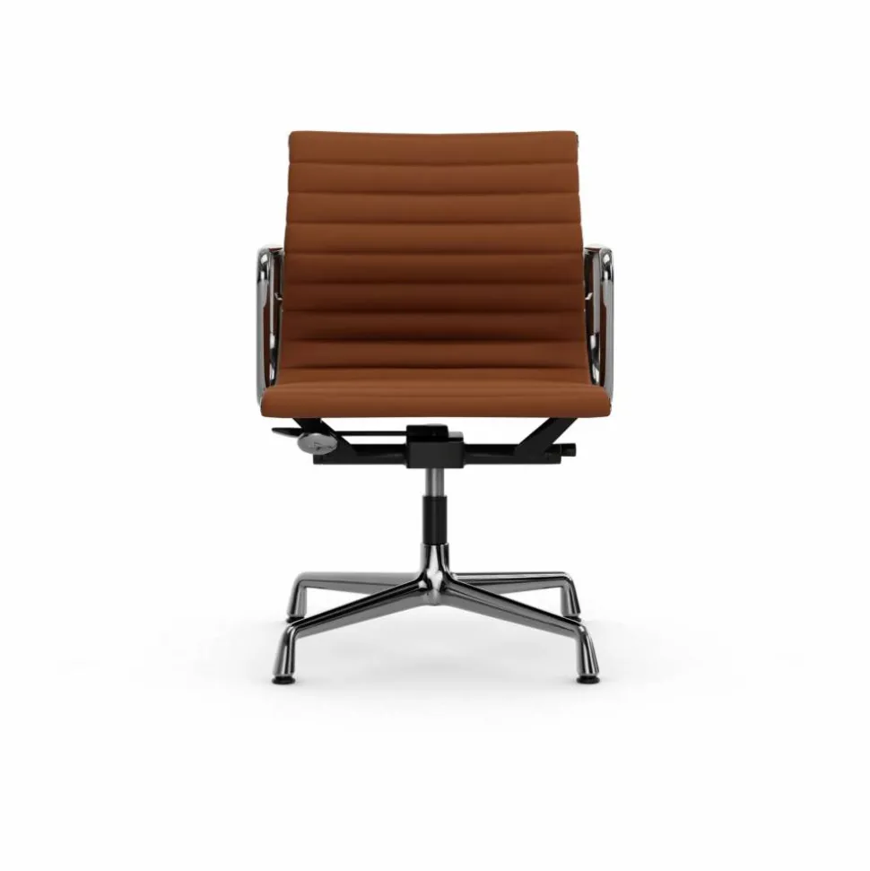 EA132 Aluminium Chair kontorsstol felt glides 97 cognac leather L50-polished