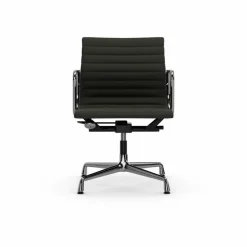 EA132 Aluminium Chair kontorsstol felt glides 61 umbra grey leather L50-chrome