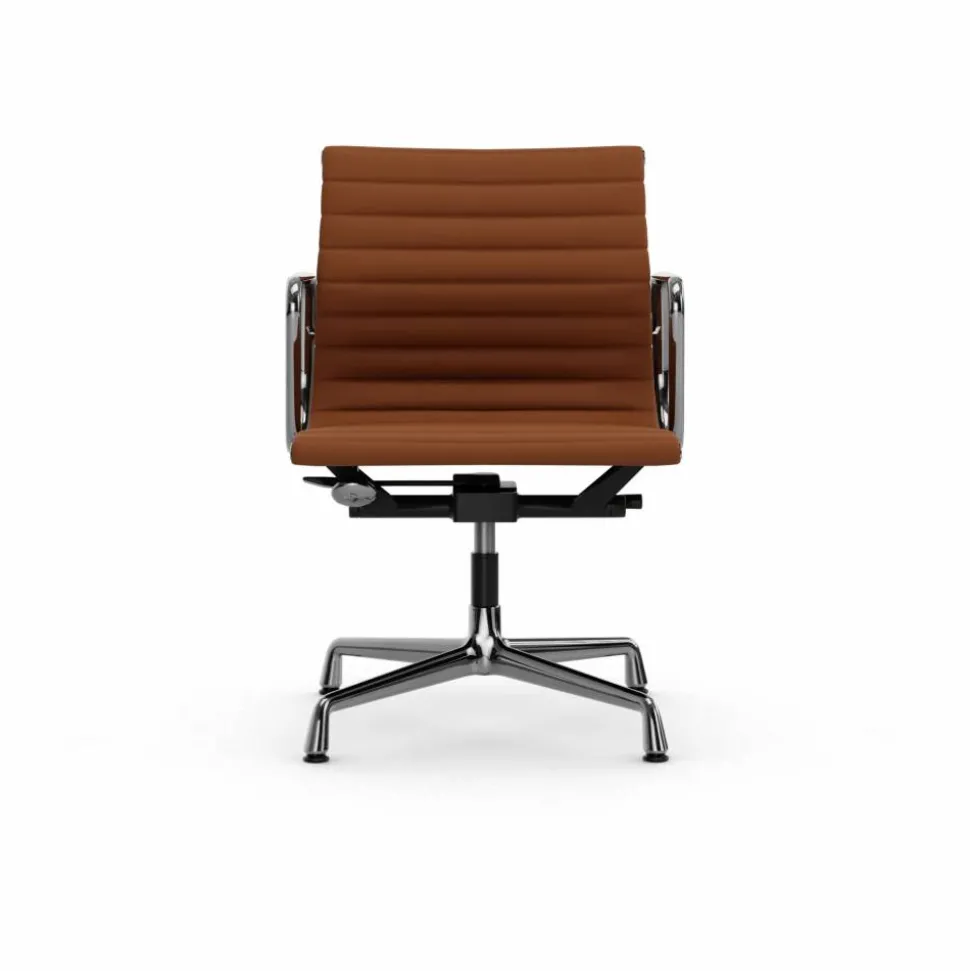 EA132 Aluminium Chair kontorsstol felt glides 97 cognac leather L50-chrome