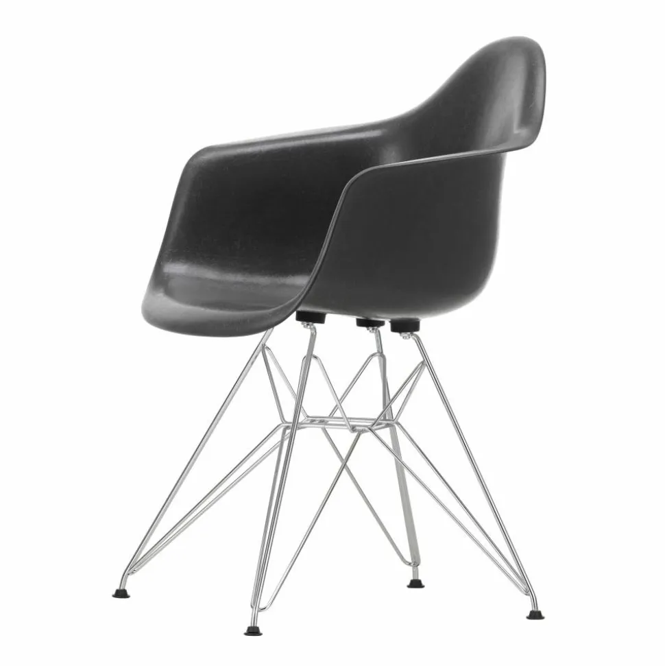 Eames fiberglass armchair DAR karmstol Elephant hide grey-Chrome
