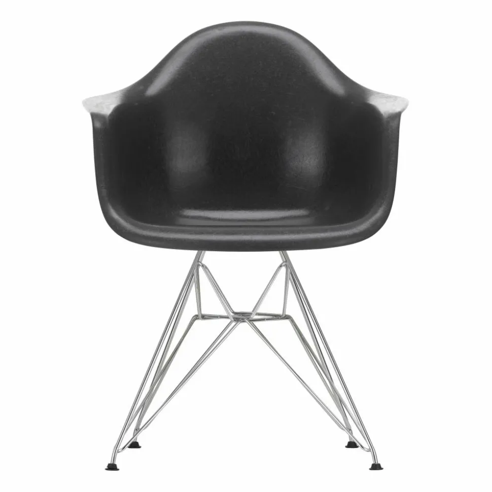 Eames fiberglass armchair DAR karmstol Elephant hide grey-Chrome