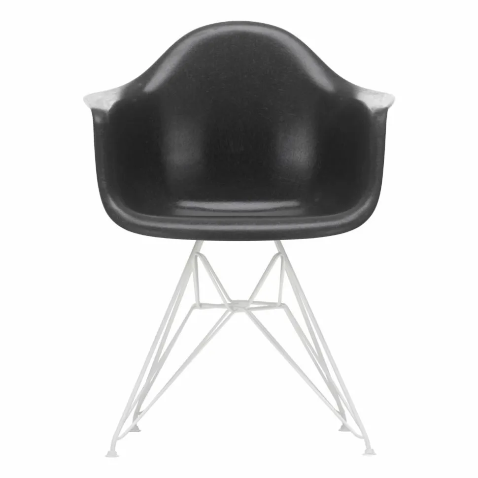 Eames fiberglass armchair DAR karmstol Elephant hide grey-White