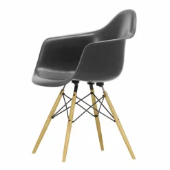 Eames Fiberglass Armchair DAW karmstol elephant hide grey lönnben