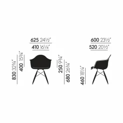 Eames Fiberglass Armchair DAW karmstol elephant hide grey lönnben