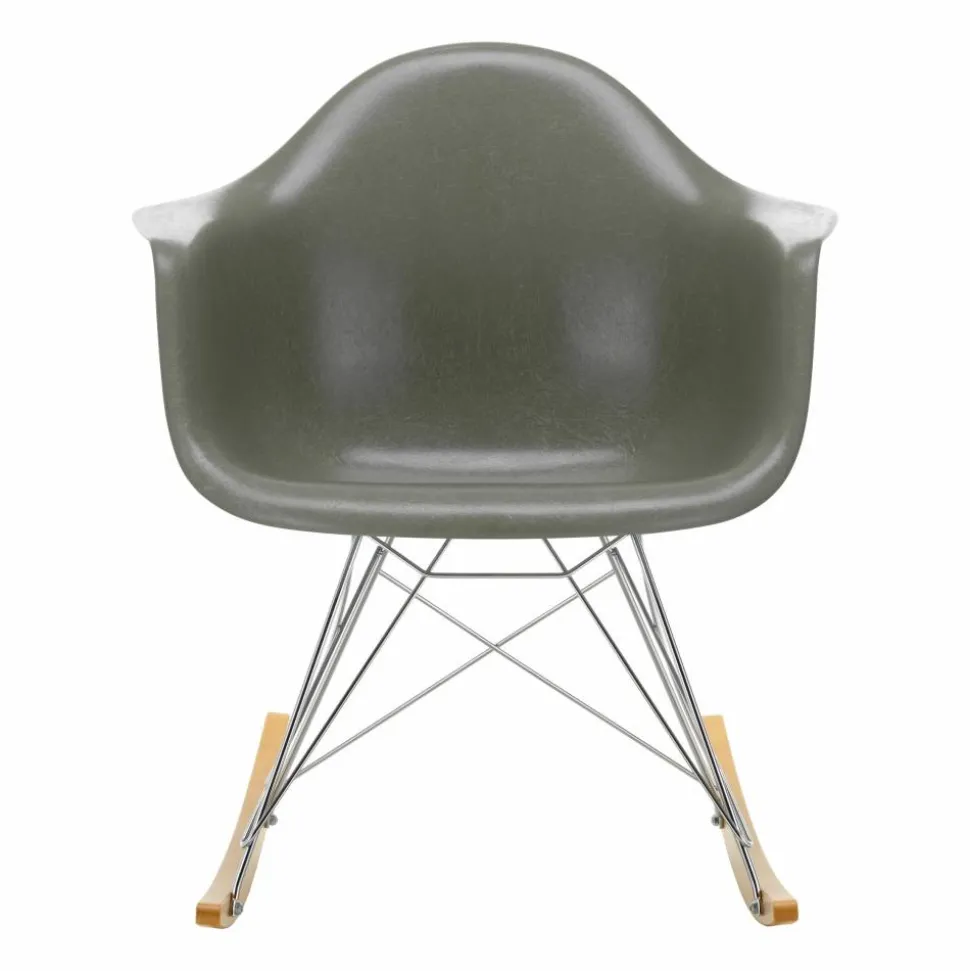 Eames fiberglass armchair RAR gungstol lönnmedar Raw umber-Chrome