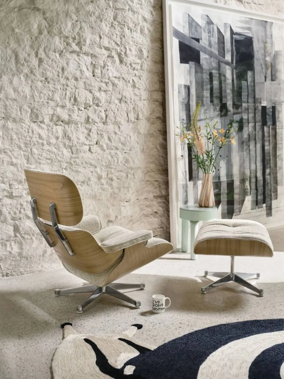 Eames Lounge Chair & Ottoman new dimensions 10 Salt'n pepper-27 chestnut black-pol.steel-black