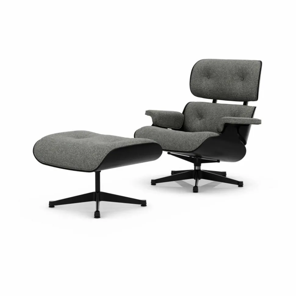 Eames Lounge Chair & Ottoman new dimensions 10 Salt'n pepper-27 chestnut black-pol.steel-black