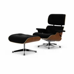 Eames Lounge Chair & Ottoman new dimensions 66 Nero-31 walnut natural-pol. steel