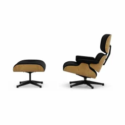 Eames Lounge Chair & Ottoman new dimensions 66 Nero-26 chestnut natural-pol. steel-black
