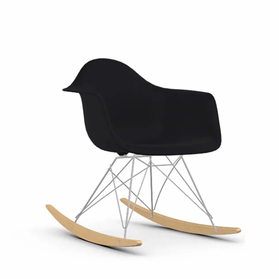 Eames Plastic Armchair RE RAR gungstol 12 deep black-chrome-golden maple