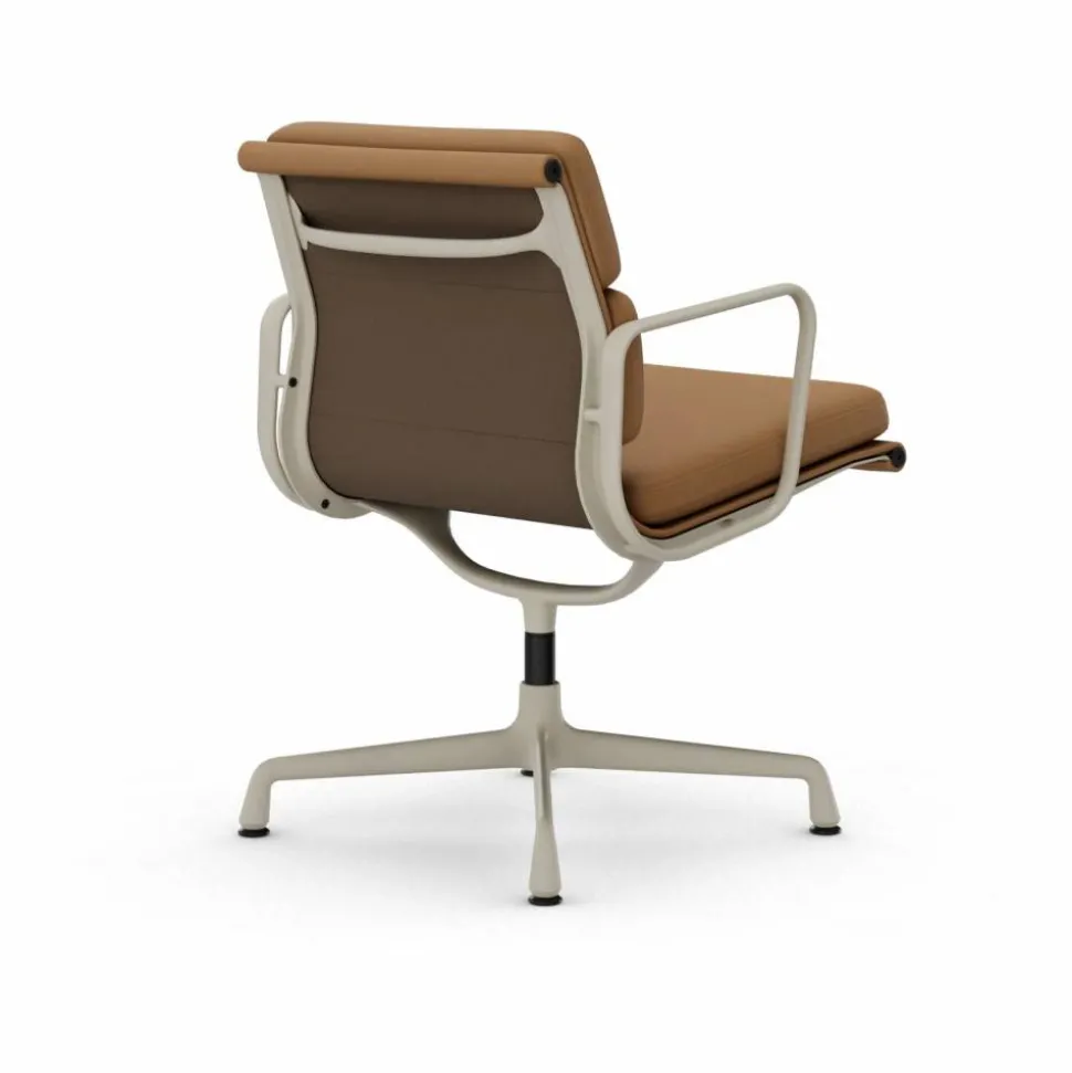 EA 208 Soft Pad Chair swivel chair kontorsstol 62 Ochre leather premium F-37 chalk powder coated