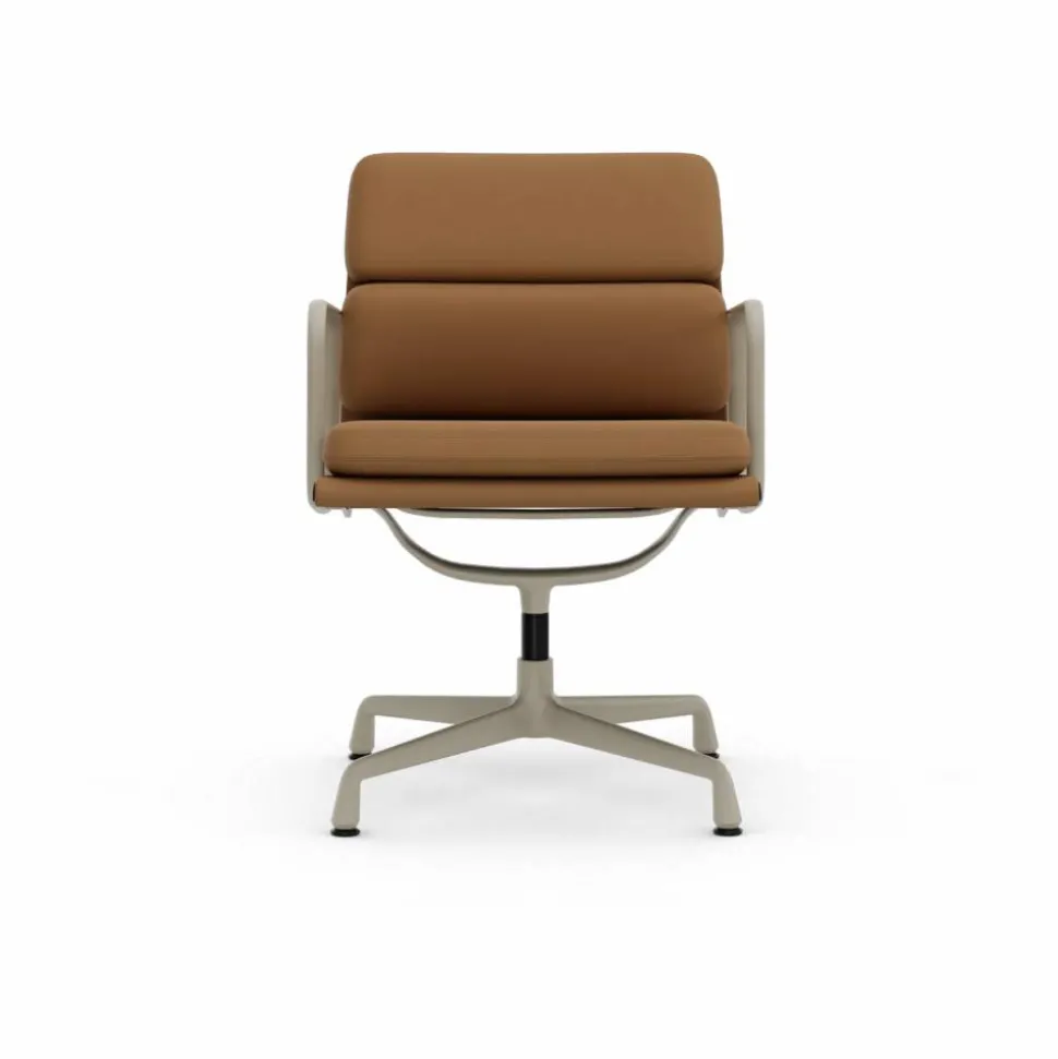 EA 208 Soft Pad Chair swivel chair kontorsstol 62 Ochre leather premium F-37 chalk powder coated