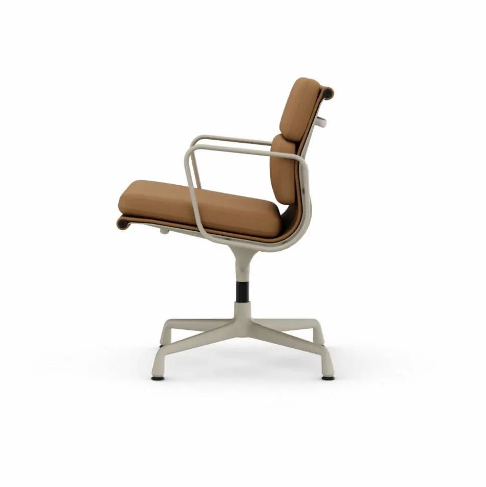 EA 208 Soft Pad Chair swivel chair kontorsstol 62 Ochre leather premium F-37 chalk powder coated