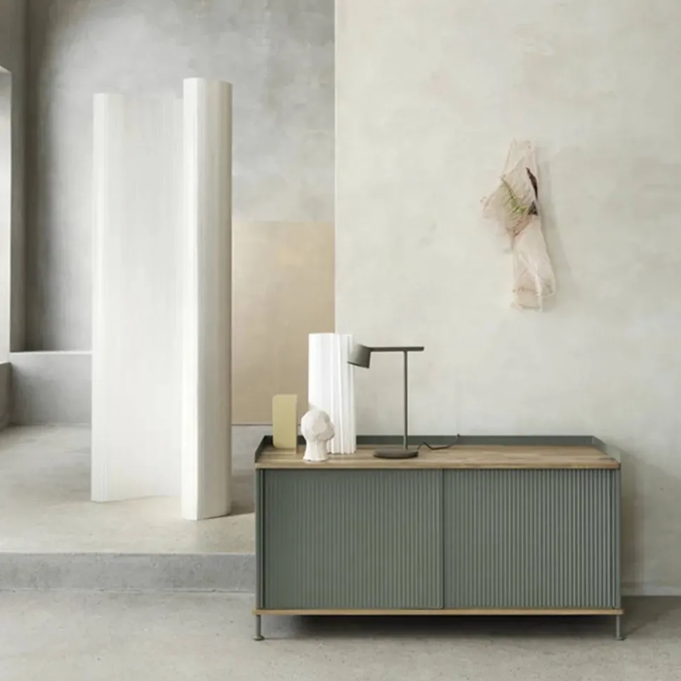 Enfold Low sideboard Black-Oak-Metal