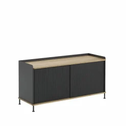 Enfold Low sideboard Black-Oak-Metal