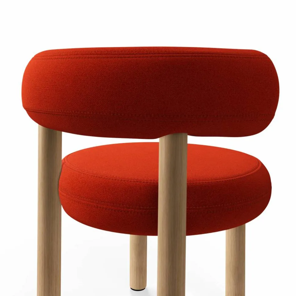 Fat dining chair Brushed oak Hallingdal 65 Orange