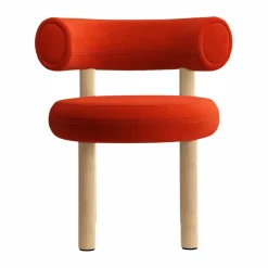 Fat dining chair Brushed oak Hallingdal 65 Orange